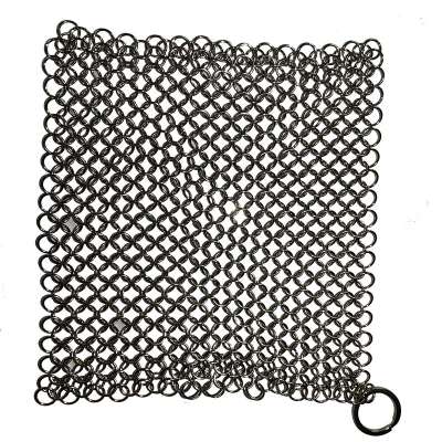 Amazon stainless steel chainmail scrubber cast iron pan cleaner for kitchen